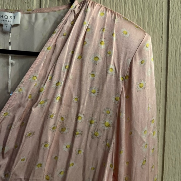 Ghost London Annabelle Satin Button Front Dress in Lillie Daisy NWT Size Large - Picture 4 of 6